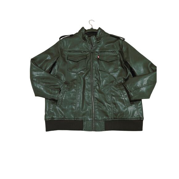 NWT Levi's Men's Sherpa Lined Faux Leather Aviator Bomber - Picture 2 of 16